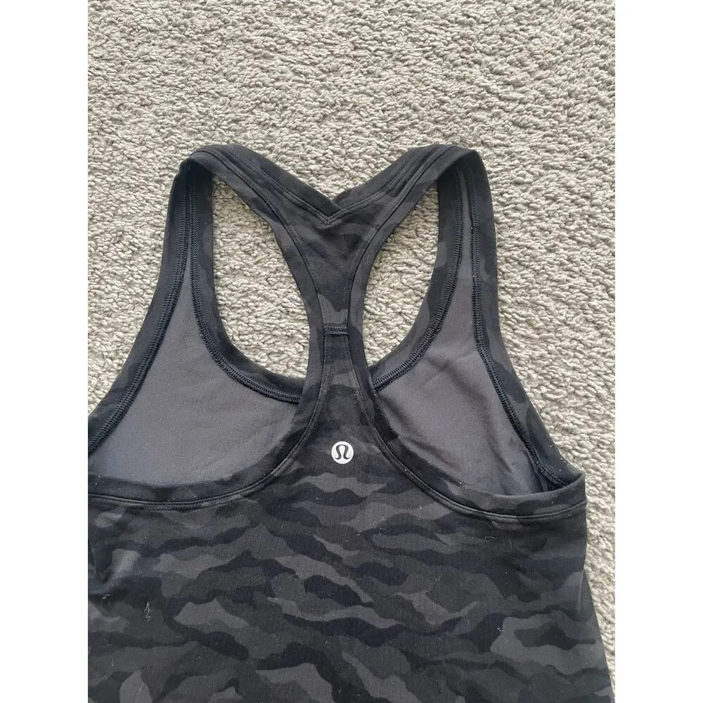 Lululemon Cool Racerback II Size 6-8 Camo Black Running Active Workout Gym